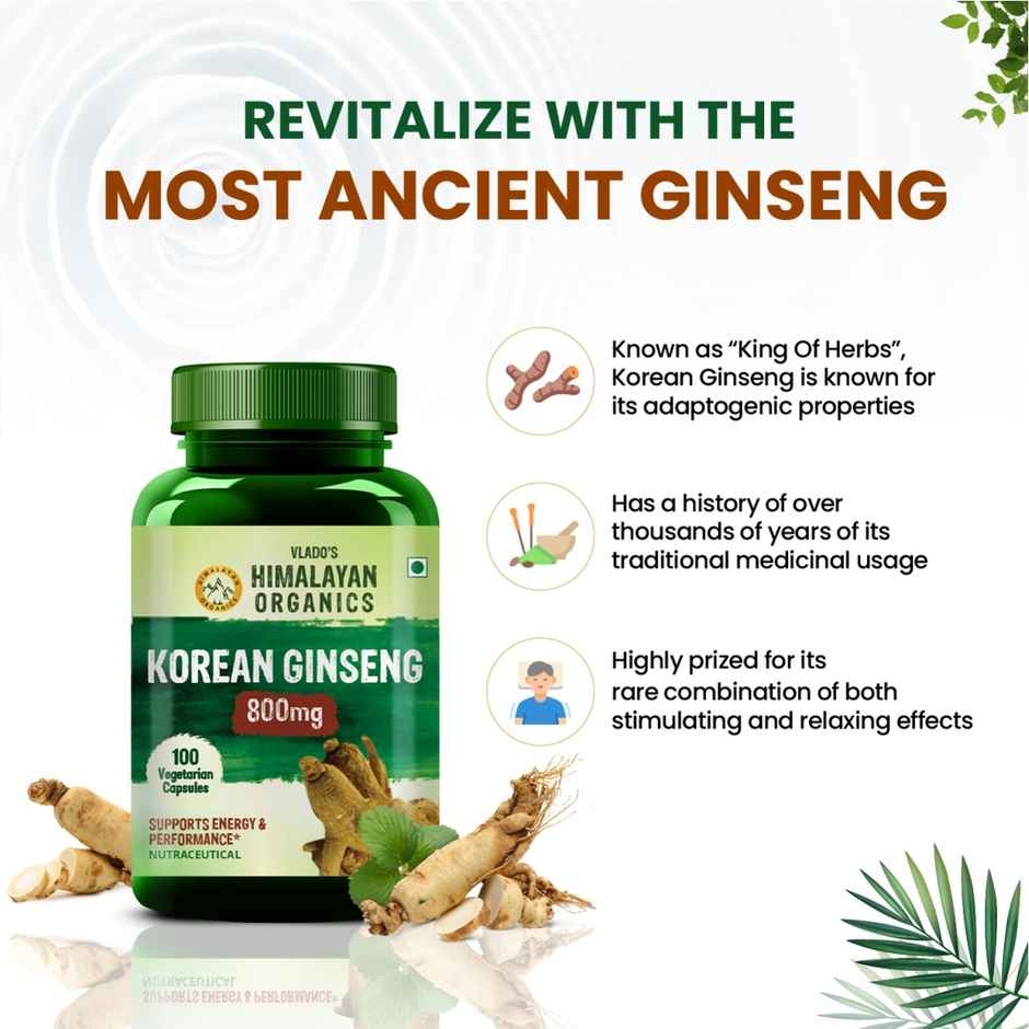 Himalayan Organic Korean Red Ginseng For Men 100 Capsules