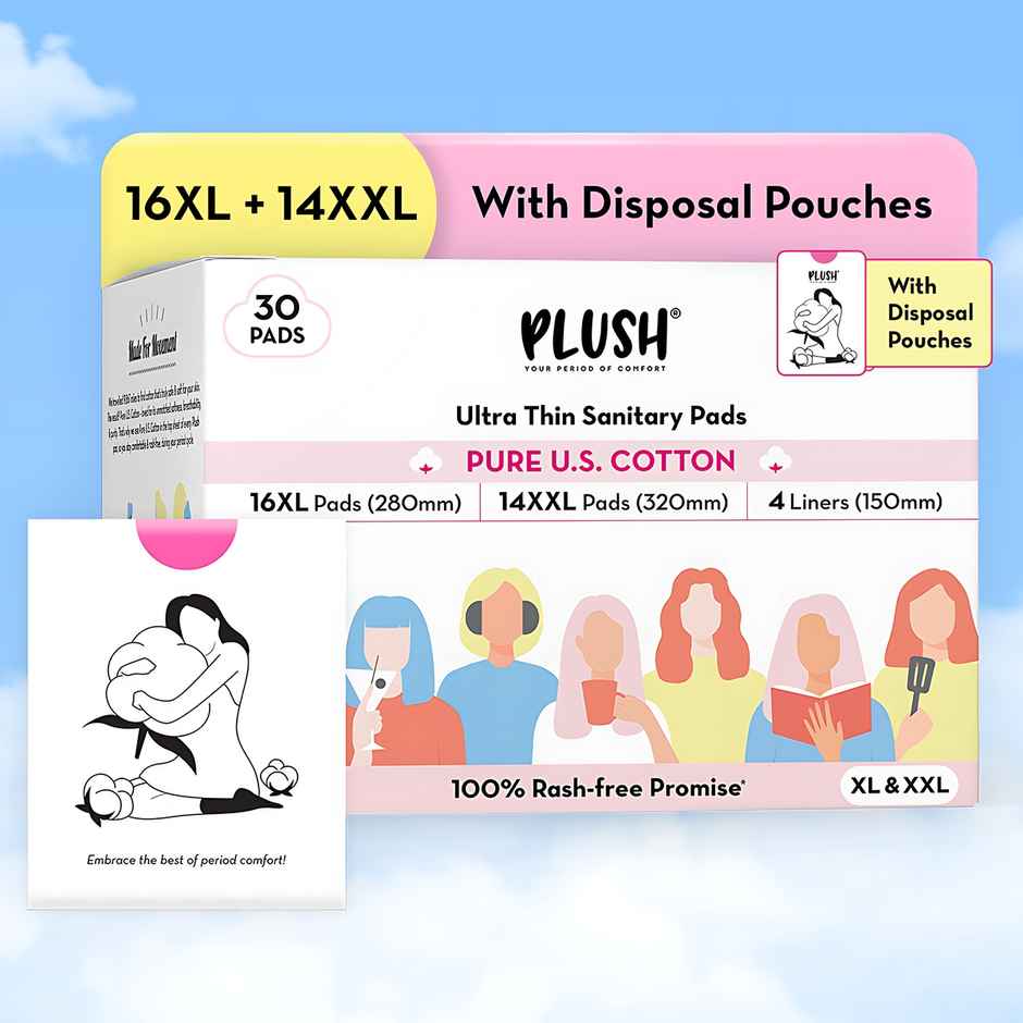 Plush Ultra Thin (16 L + 14 XL) Sanitary Pads Combo