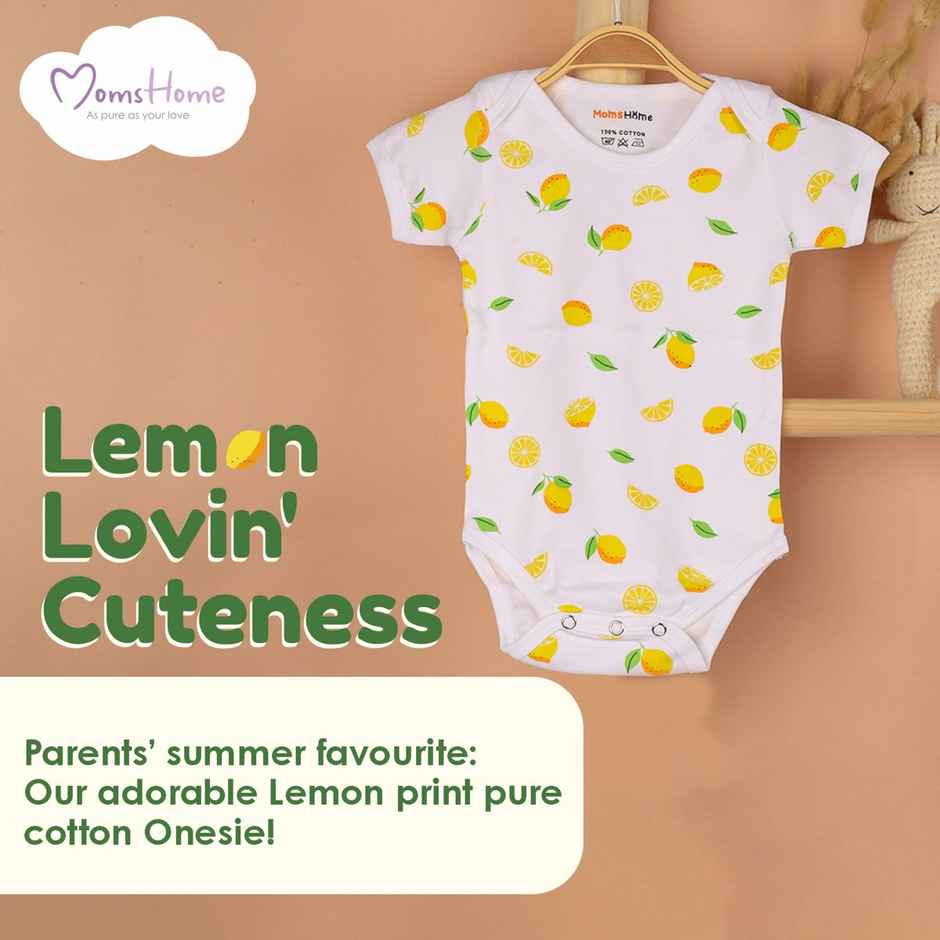Moms Home Organic Cotton New Born Baby Summer Set | 0-3 Months | 7 Items | Lemon