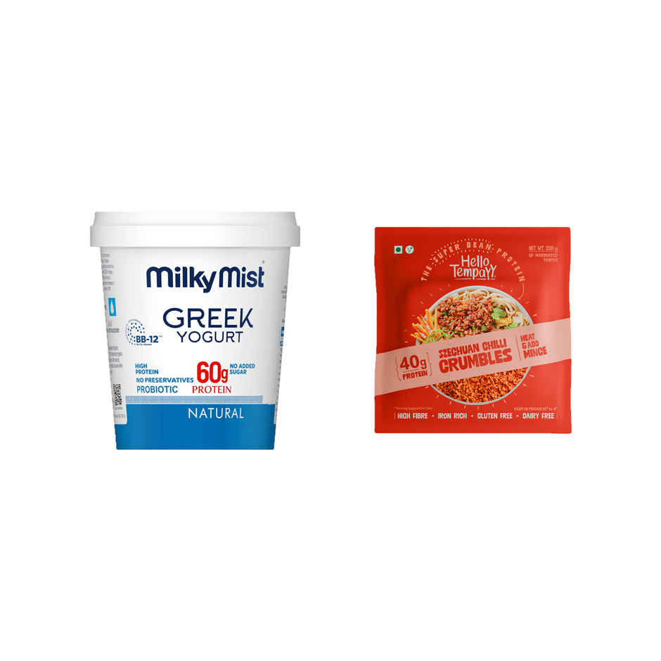 Milky Mist Greek Yogurt (700g) & Hello Tempayy 40G Protein Tempeh Crumbles | Szechuan | Heat & Add (200g) Combo