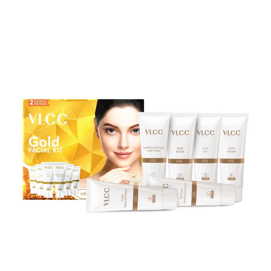VLCC Salon At Home - Gold Facial Kit - 60 g & Manicure Pedicure Kit Combo