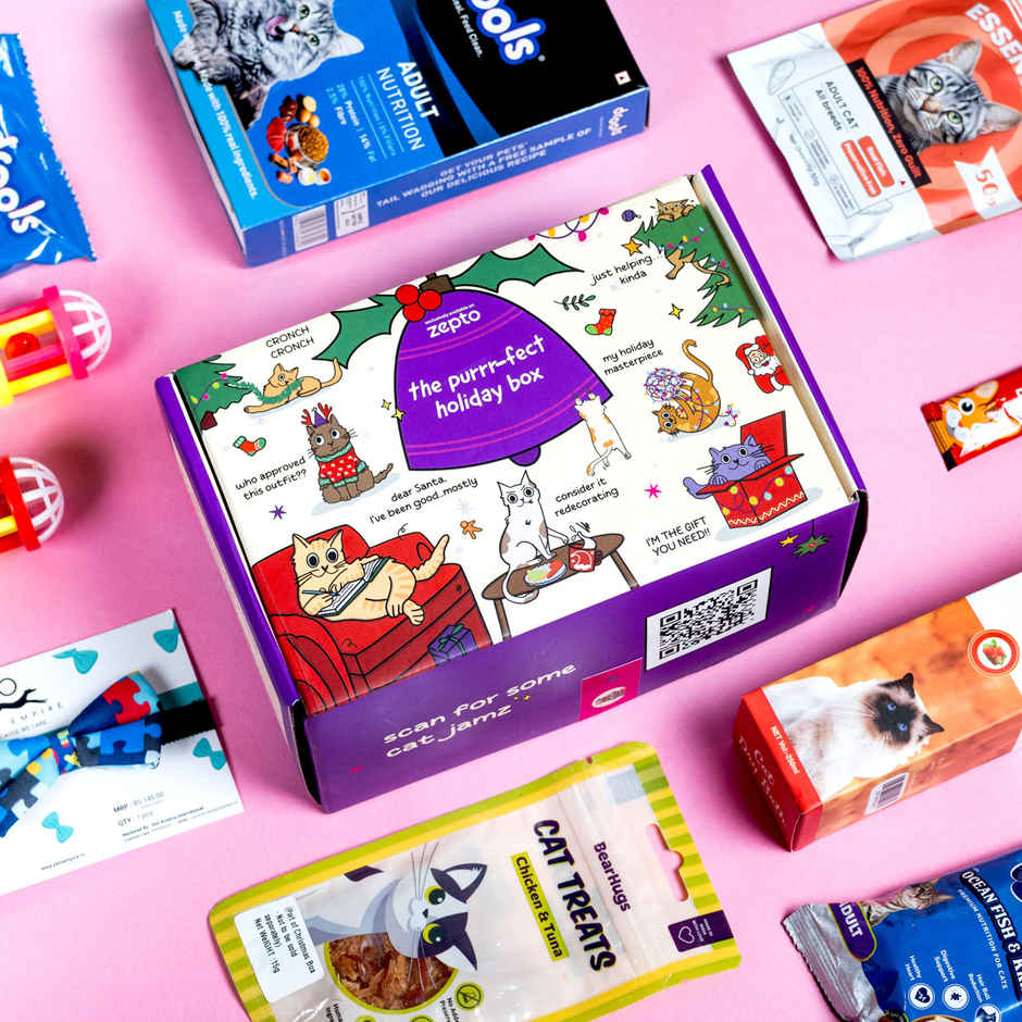 New Year Holiday Gift Box for Cats | Food | Treats | Toys and More