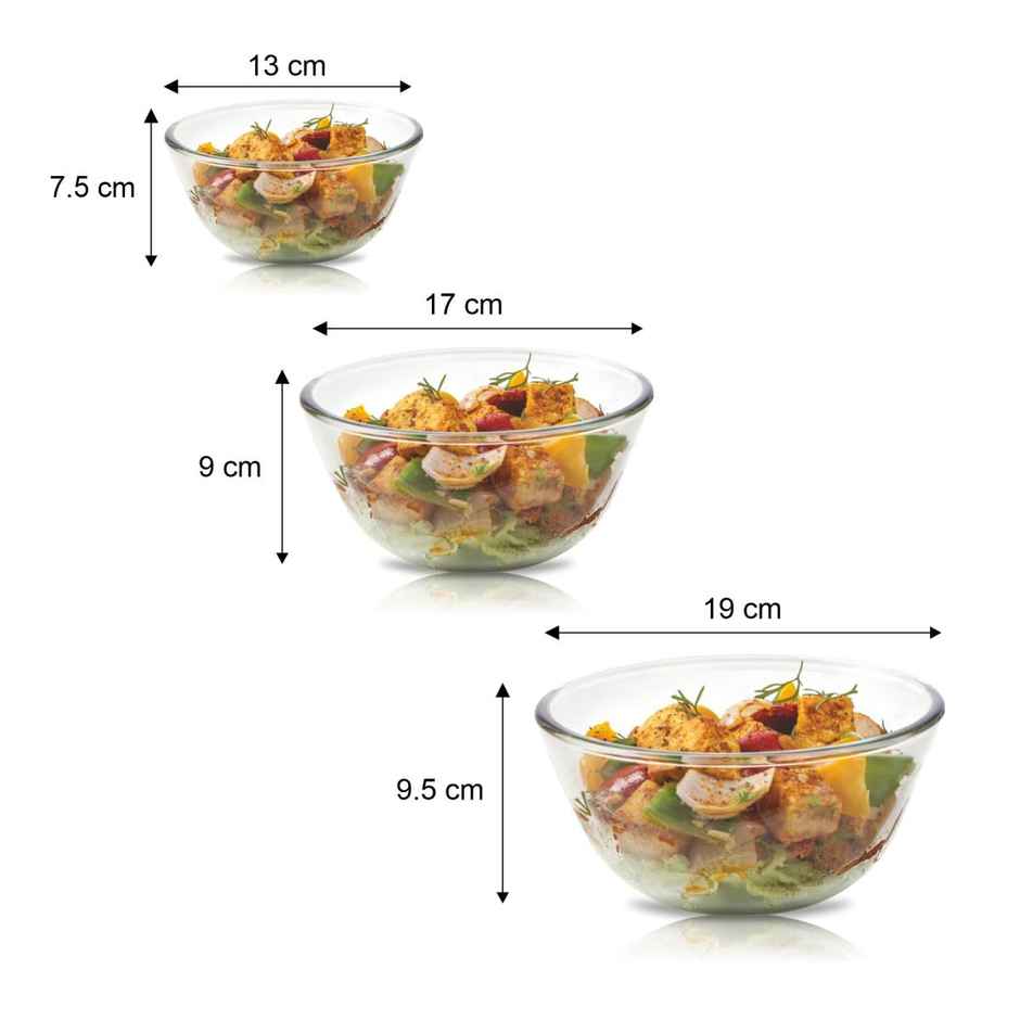 SignoraWare Mixing Bowl Borosilicate Glass, Set/3, 500Ml+1000Ml+1500Ml, 1208Clear