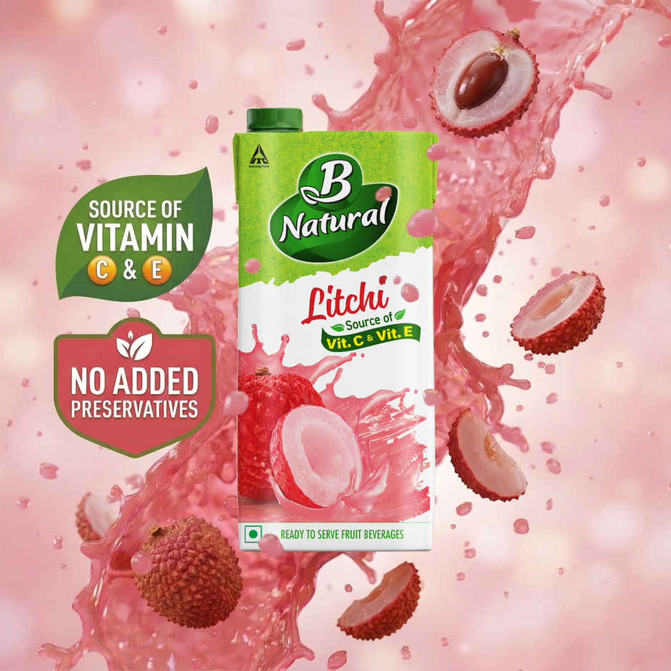 B Natural Litchi Juice, Vitamin C & E