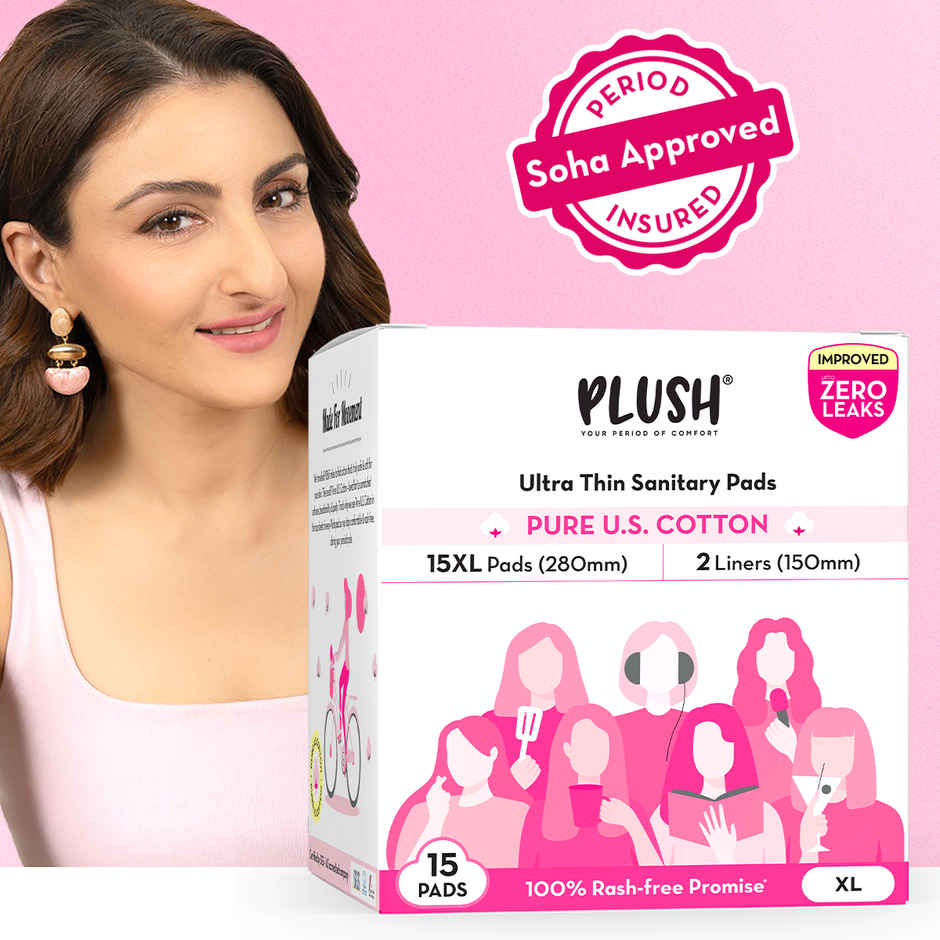 Plush Ultra Thin Sanitary Pads | XL | 15 pcs