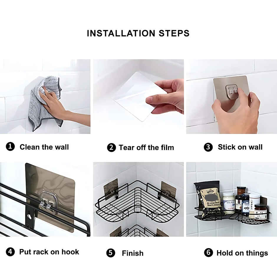 Zedak Self-Adhesive Shelf | Rack | Storage Organizer for Bathroom and Kitchen Corner Wall