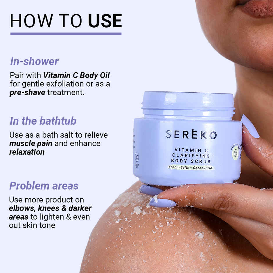 SEREKO Body Scrub for Detan & Smoother Skin | With Vitamin C, Epsom Salt & Coconut Oil