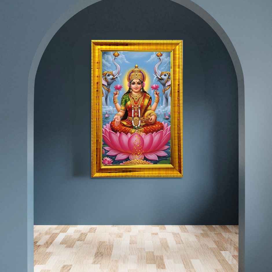 eCraftIndia Dhana Vaibhav Laxmi Devi Photo Frame | Wood | 4 x 6 inch | Ecraft