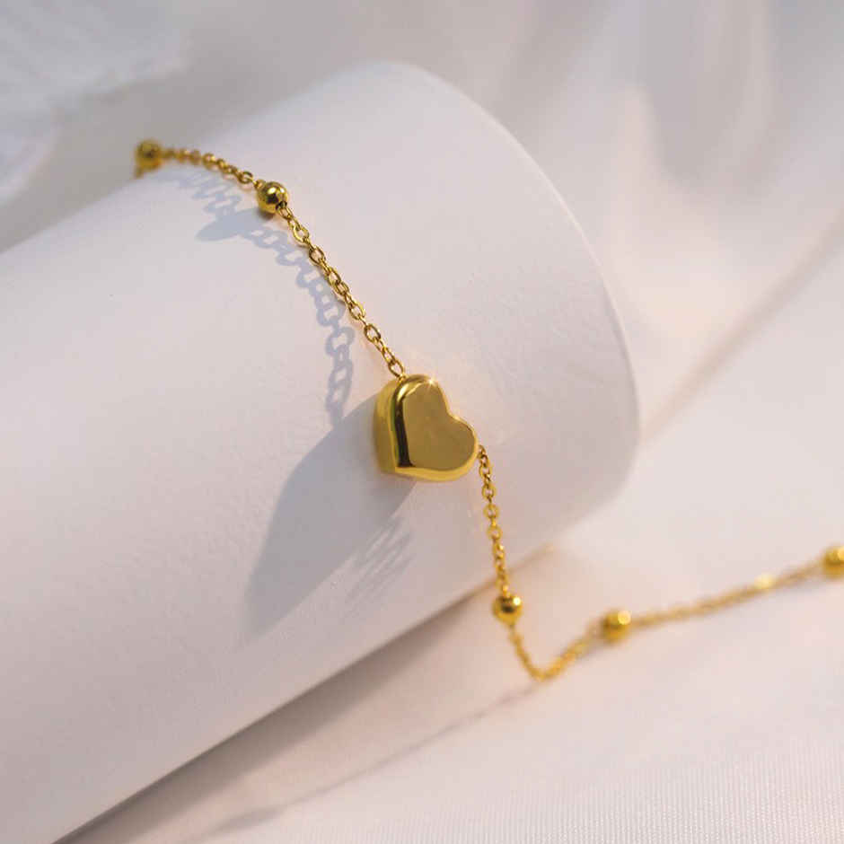 Label She Gold Plated Anti Tarnish Stainless Steel Heart Themed Wraparound Bracelet | LS-BNG-16215