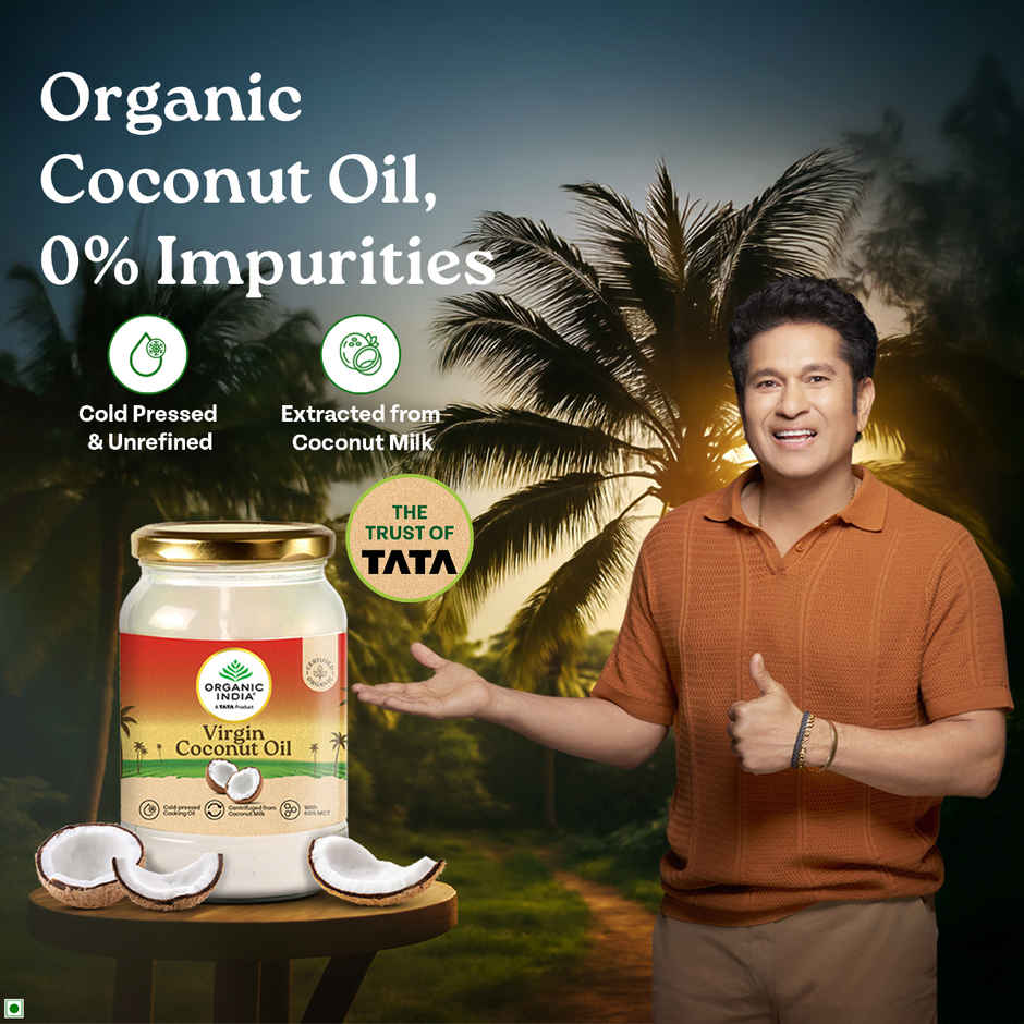 A TATA Product - Organic India Virgin Coconut Oil, Certified Organic, Lab Tested on 600+ Parameters