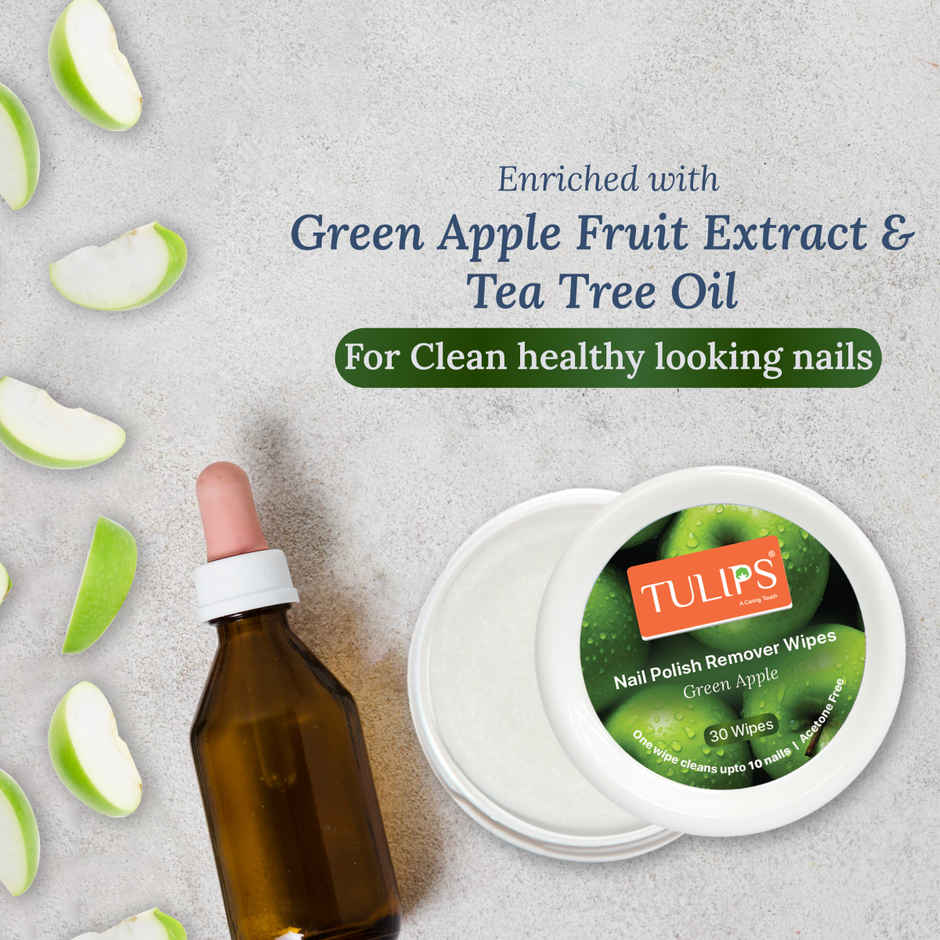 Tulips Green Apple Nail Polish Remover Wipes