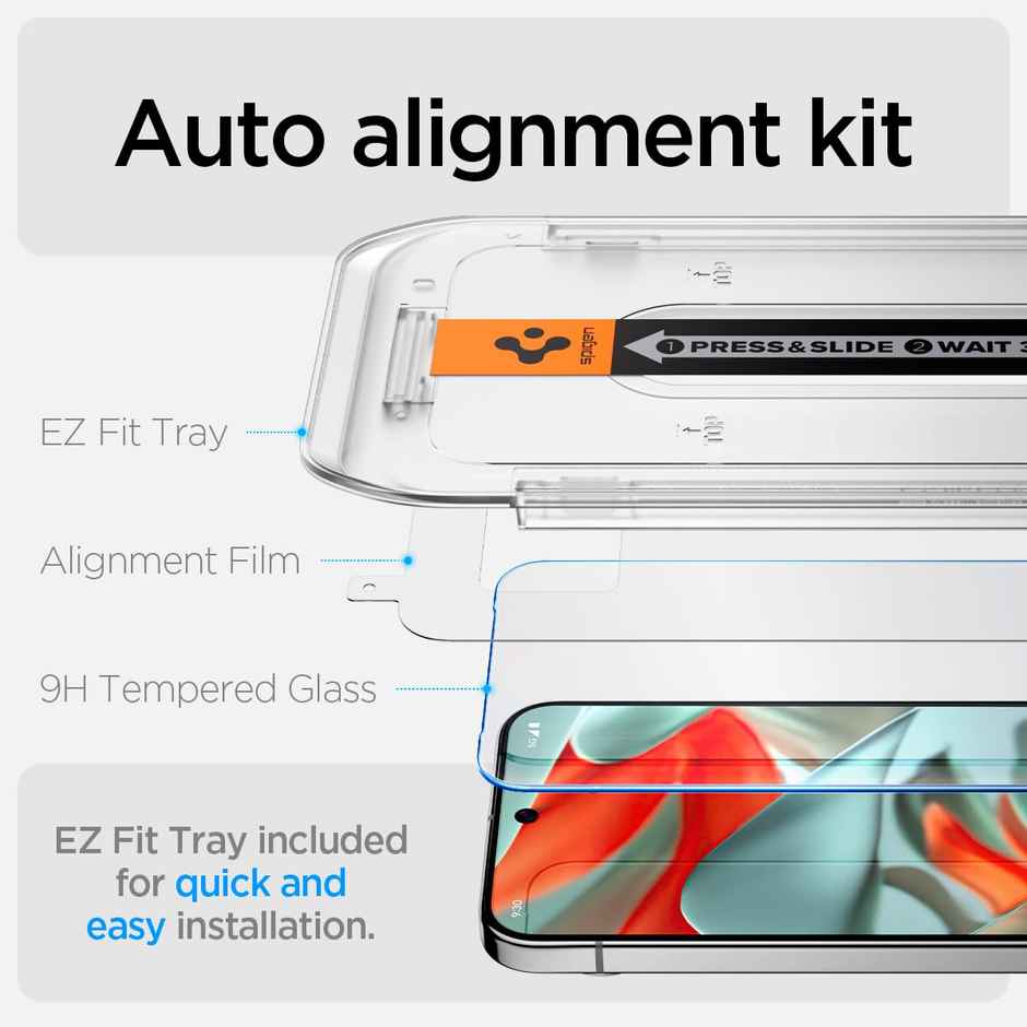 Spigen EZ Fit Tempered Glass Screen Protector Guard For Pixel 9 Pro XL (2 Pack)