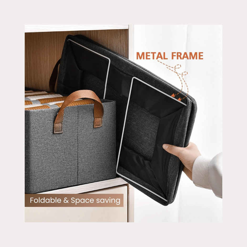 Zulaxy Foldable Fabric Storage Organizers for Clothes & Multipurpose Use | Grey