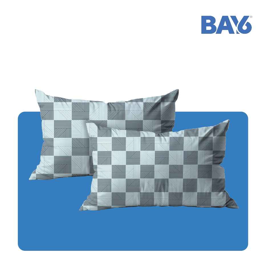 BAY6 Microfibre Geometric Print Double Bedsheet with 2 Pillow Covers | Blue | 87 x 94 in