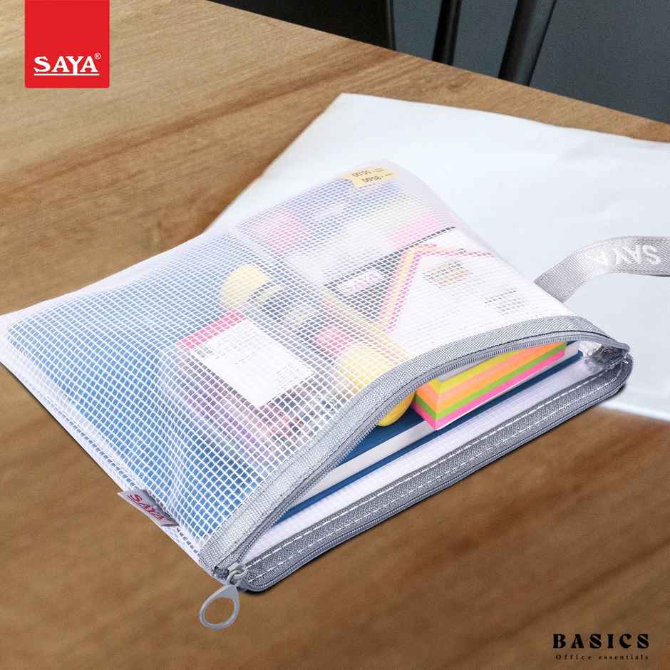 Saya A5 Waterproof Zipper Pouch - EVA Mesh Storage Bag for Documents | Assorted