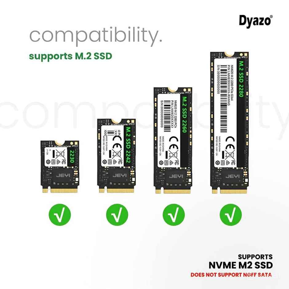 Dyazo USB 3.0 & Type C SSD Enclosure - 10 Gbps - NVME/M.2 Compatible