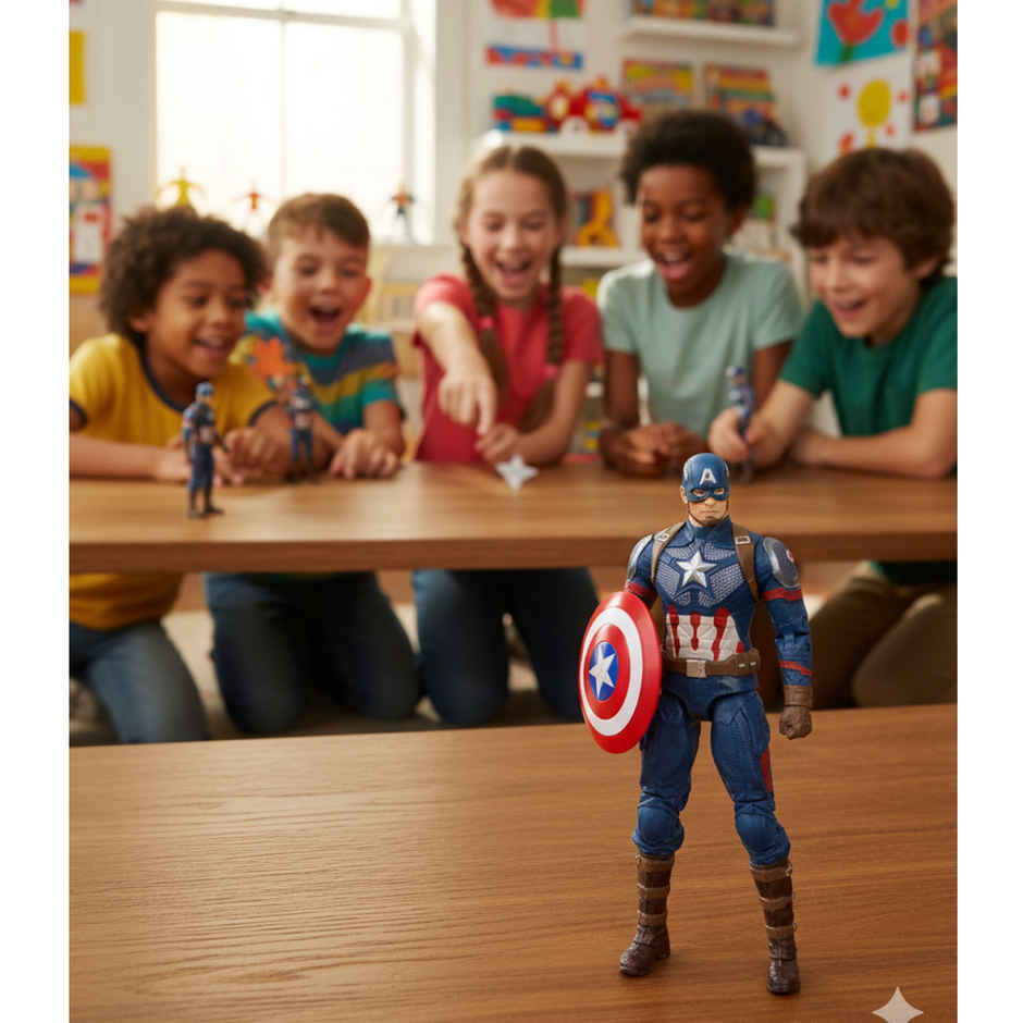 Striders Licensed Marvel Avengers Captain America Action Figure with Display Holder | 7 inch