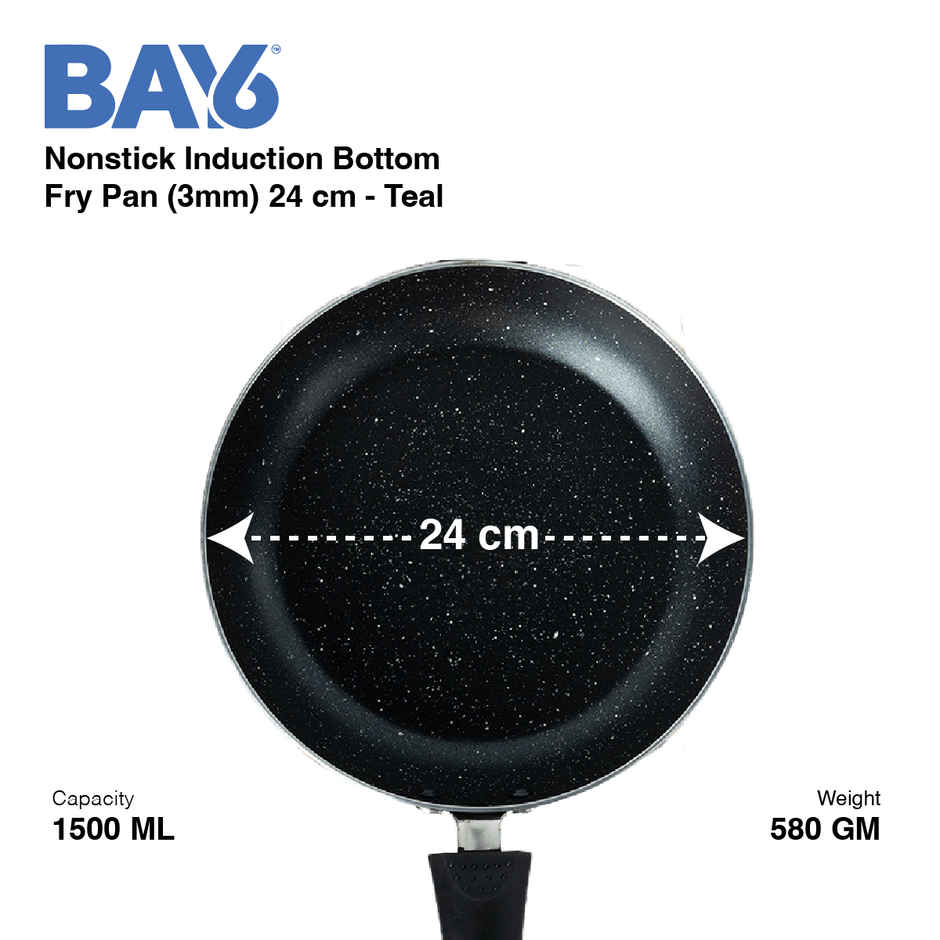 BAY6 Nonstick Fry Pan | 24 cm | 3 mm | Teal | Induction Compatible