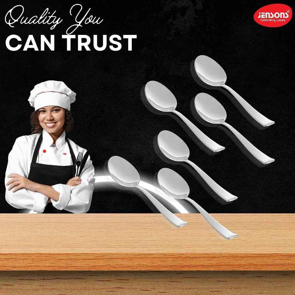 Jensons Flow Dessert Spoon Set of 6 | 17 cm