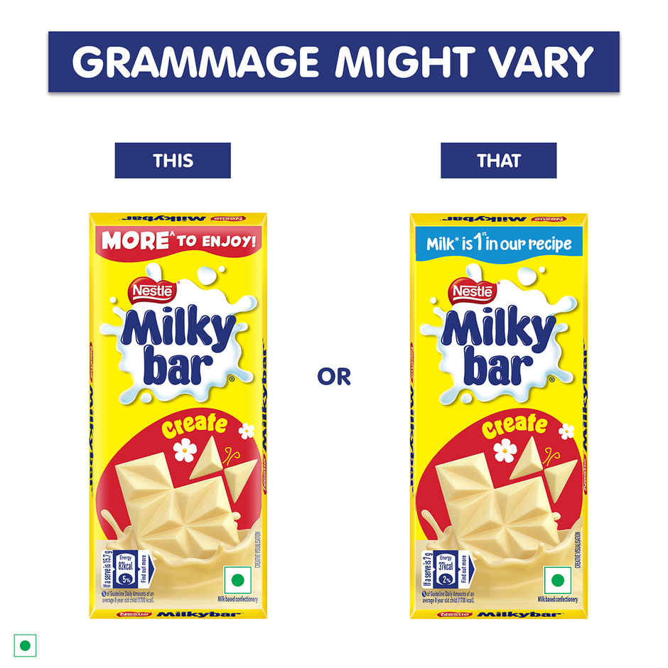 Nestle Milkybar Chocolate, Yummy Creamy Treat, Made with Milk