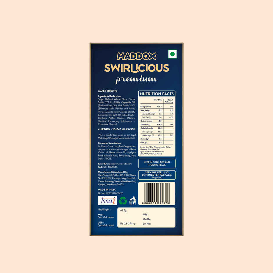 Maddox Swirlicious Premuim Dark Chocolate Wafer Roll