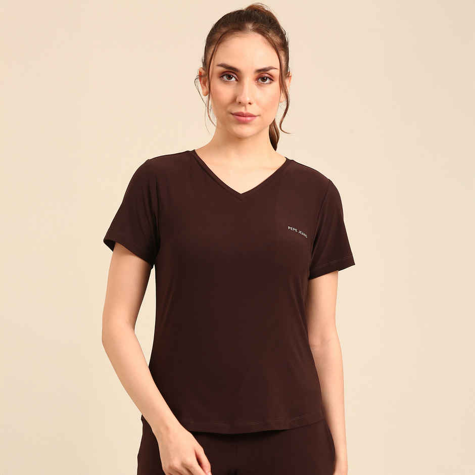 Pepe Jeans Premium Poly Spandex T-Shirt | Barkha Brown | L
