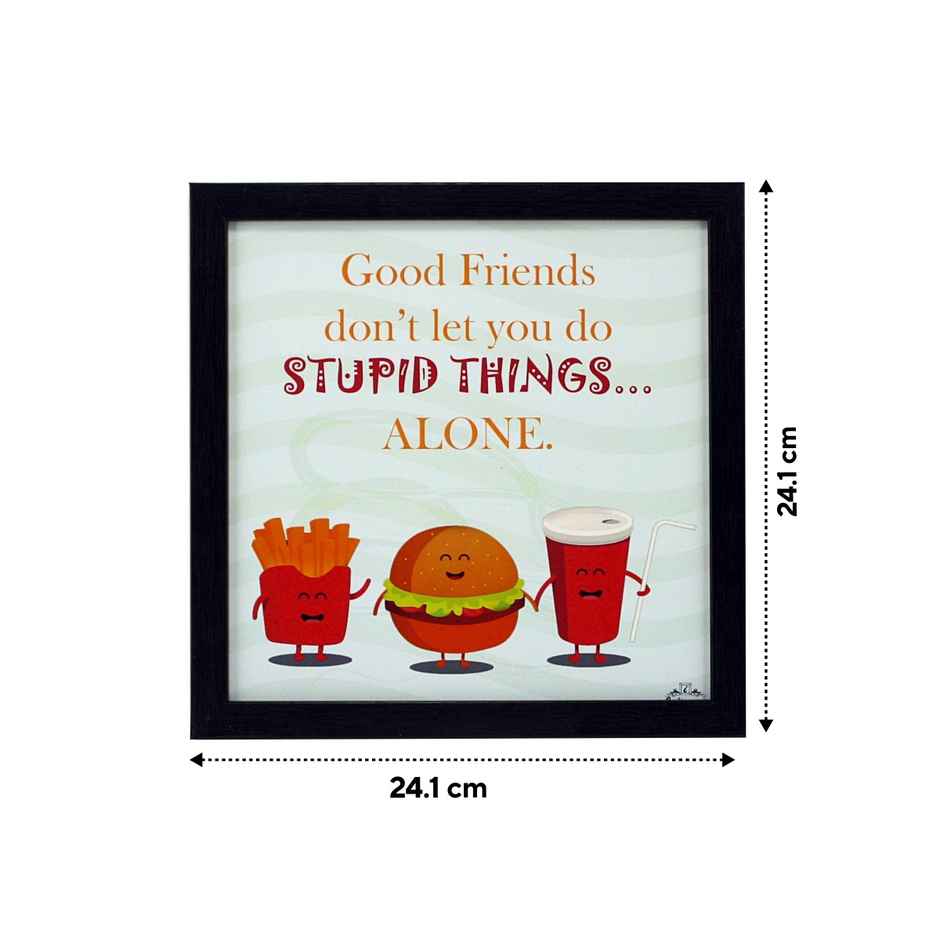 Indianara Set of 4 Framed Quirky Friends Quotes Framed Wall Hanging Laminated Paintings
