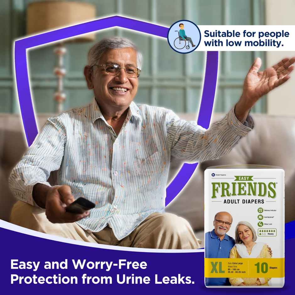 Friends Adult Diaper Tape | Easy Type | XL | 35.43 - 65.35 inch Combo