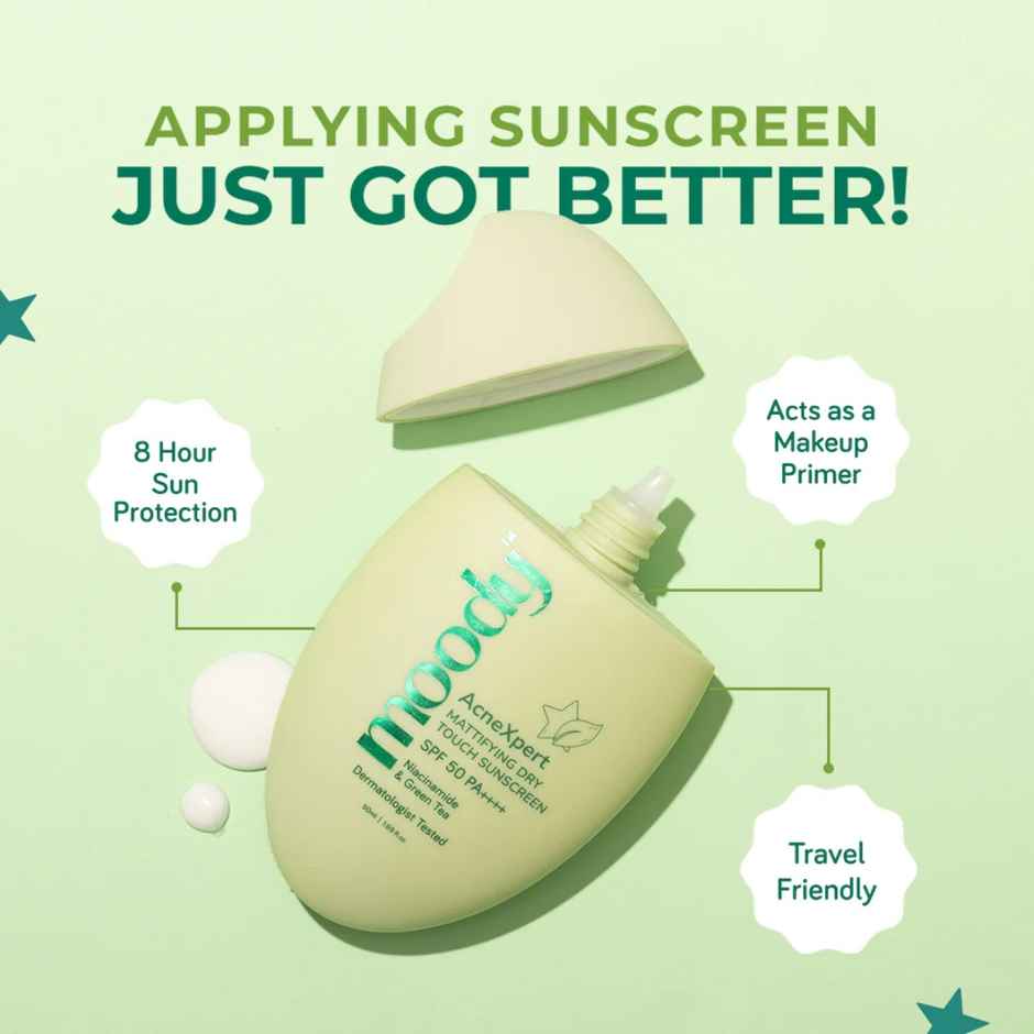 Moody Acnexpert Mattifying Sunscreen SPF 50 Pa +++ Niacinamide For Oil & Acne Control (50 Ml)