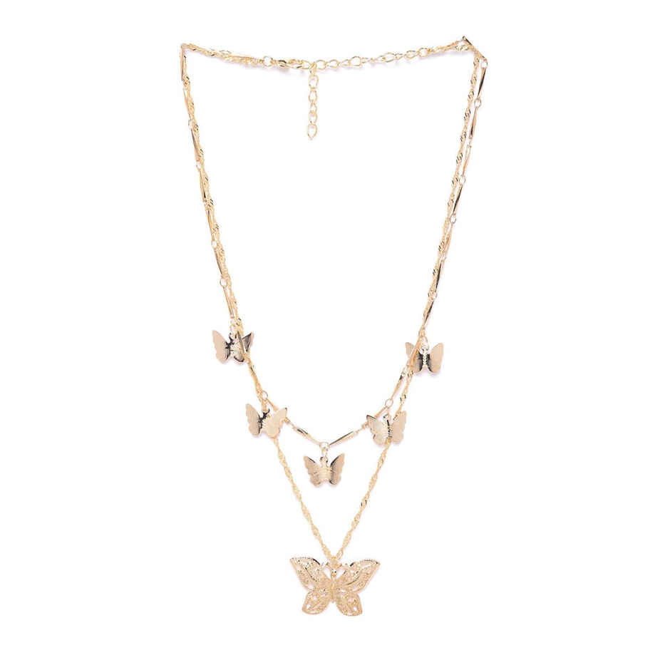 Youbella Multi Layer Necklace Jewellery Gold Plated Multi Strand For Women (Ybnk - 5795, Golden)