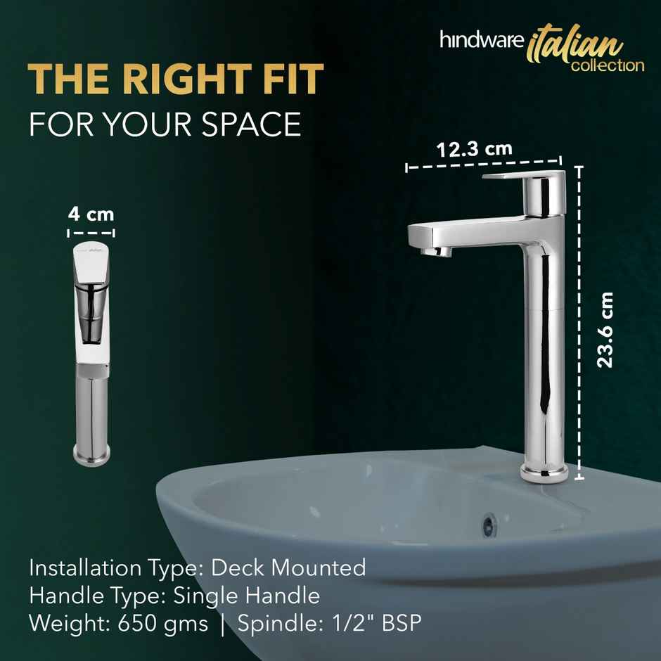 Hindware Element Wash Basin Tap | For Bathroom | Brass With Chrome Finish