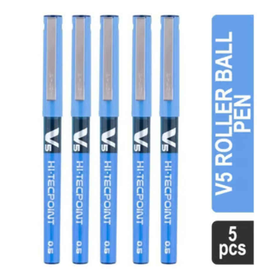 Pilot 10118379 Pilot Hi-Techpoint V5 Roller Pen (Blue)- 5 Pieces