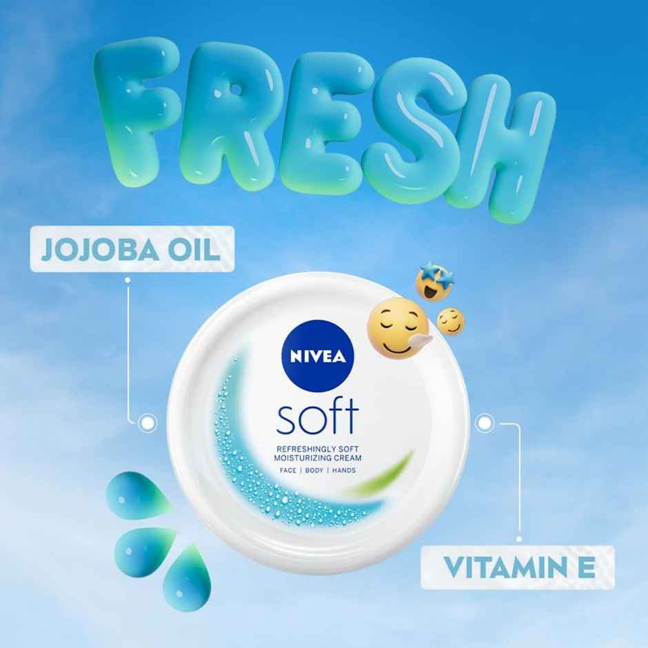 NIVEA Soft Light Moisturizer for Face, Hand & Body, Non-Greasy Cream for Instant Hydration