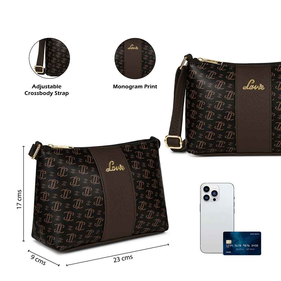 Lavie Women's Mono Ll Evelynn Crossbody Sling Bag | Ladies Purse Handbag | Brown