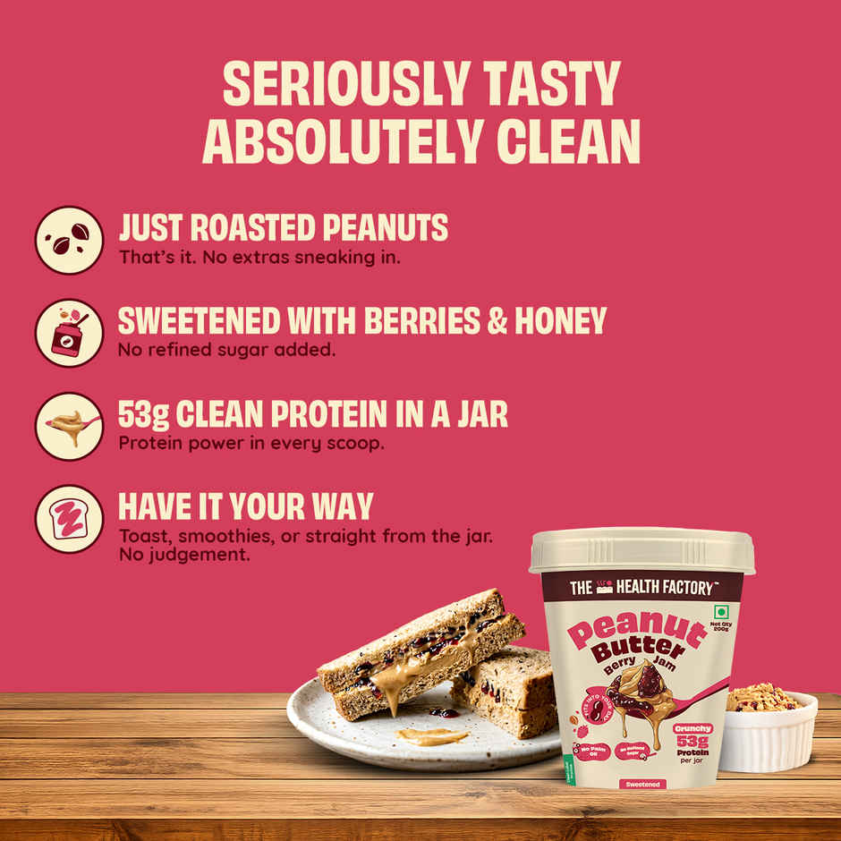 The Health Factory Peanut Butter Berry Jam Crunchy | Sweetened with Berries & Honey