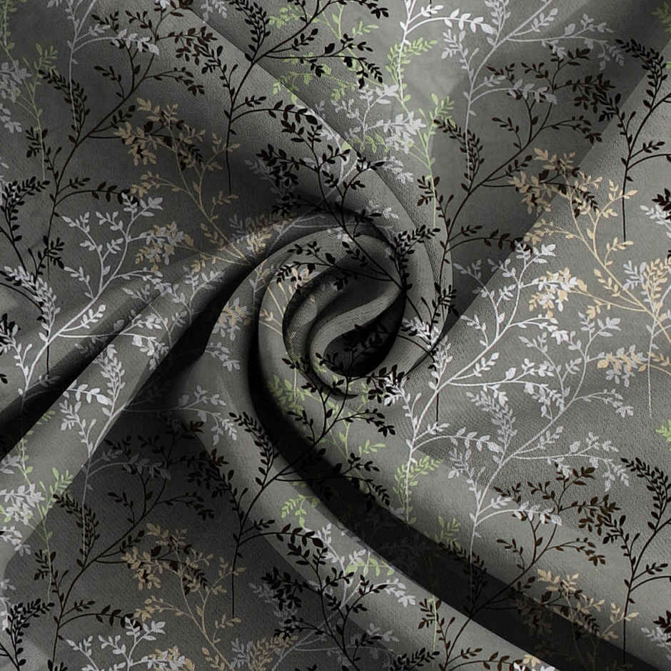 Dream Living Microspread Leafy | 135 Gsm King Size Bedsheet With 2 Pillow Covers | Grey