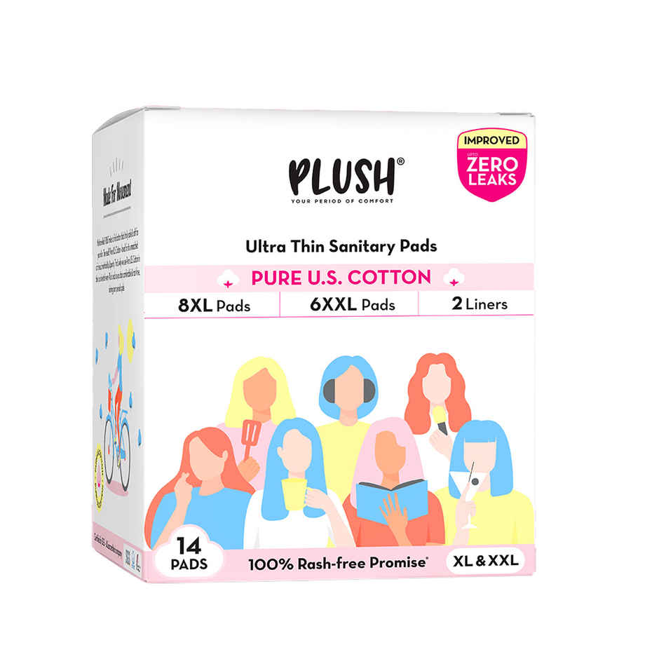 Plush Disposable Period Panty - M-L(5pc), Plush Ultra Thin Daily Panty Liners For Women 150Mm For Non Period Days Rash-Free(20pc) & Plush Ultra Thin - 8L + 6 XL(14pc) Combo