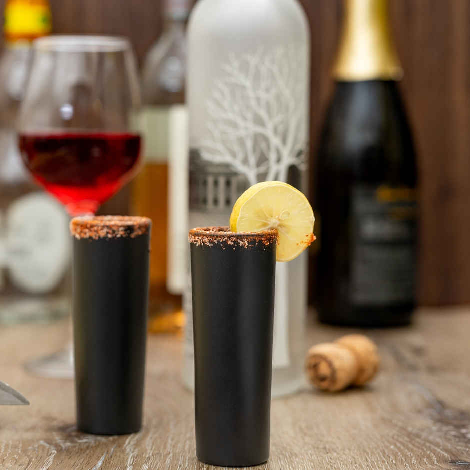 Black Tequila Shot Glasses | Set of 2 | Bar Box