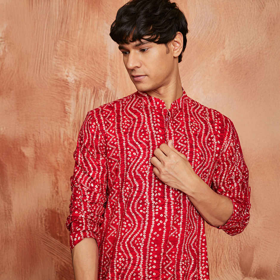 Vastramay Men's Rayon Kurta | Red - XL