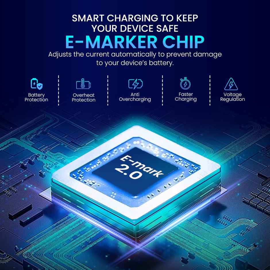 Portronics Konnect 240C 240W Futuristic Type C to C Unbreakable Nylon Braided Type C Fast Charging Cable 1.2M Long, Supports Laptop and All C Smartphones and Devices - Black