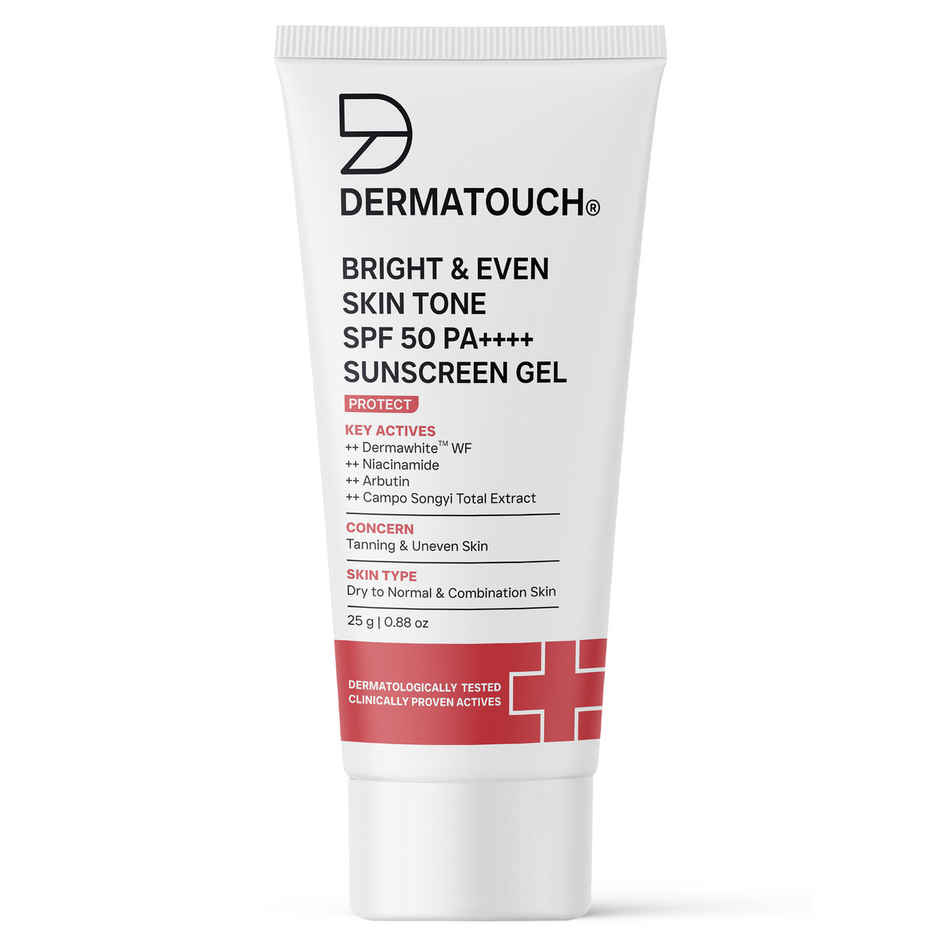 DERMATOUCH Bright & Even Skin Tone SPF 50 PA++++ Sunscreen Gel | for Tanning & Uneven Skin
