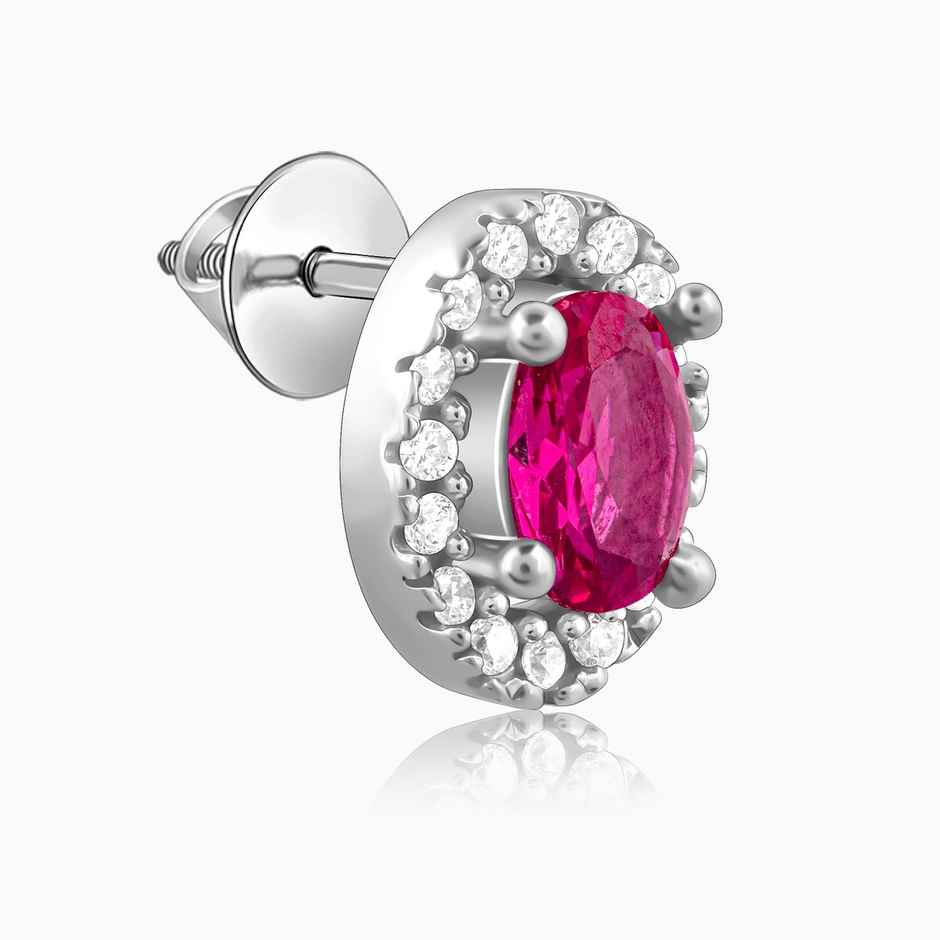 Giva Silver Pink Oval Halo Studs