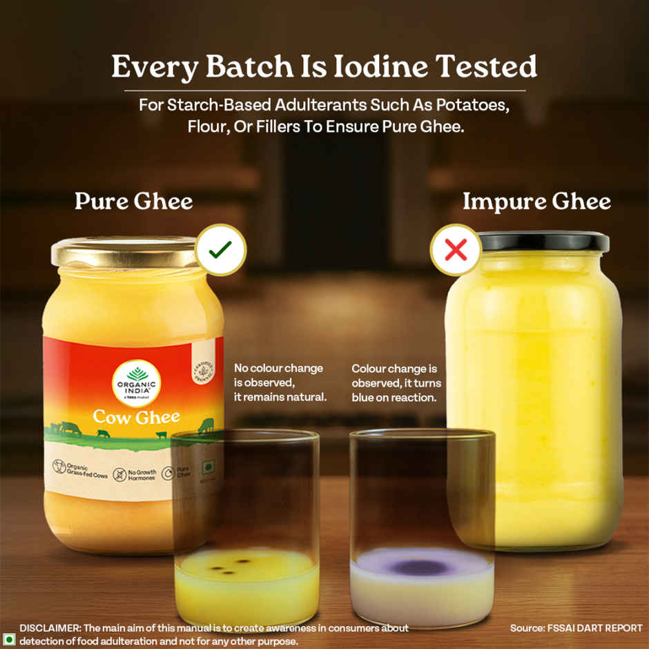 A TATA Product - Organic India Pure Cow Ghee | Glass Bottle | Sourced from Organically Fed Cows
