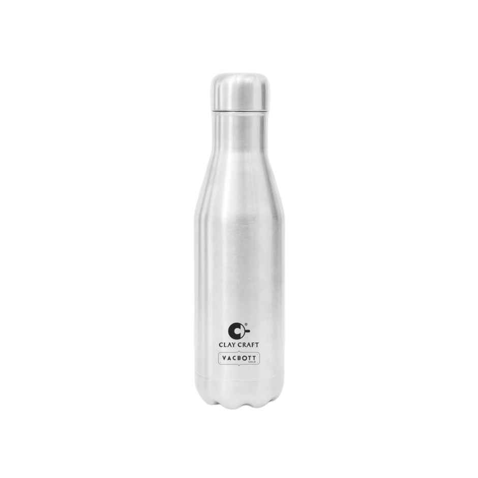 Clay Craft Vacbott Carbon Single Walled Non Insulated Water Bottle | 750 ml | Silver