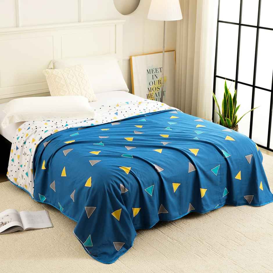 Story@home Geometric Double Dohar/Duvet Cover (Cotton, Blue) (240x225x2 cms)