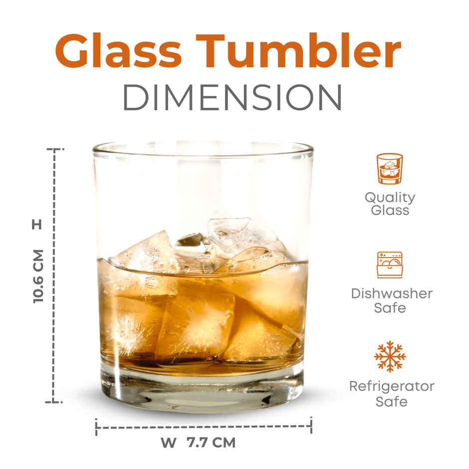 Stylo Whisky Tumbler Set | 385 ml | 6 pcs | Yera Glassware