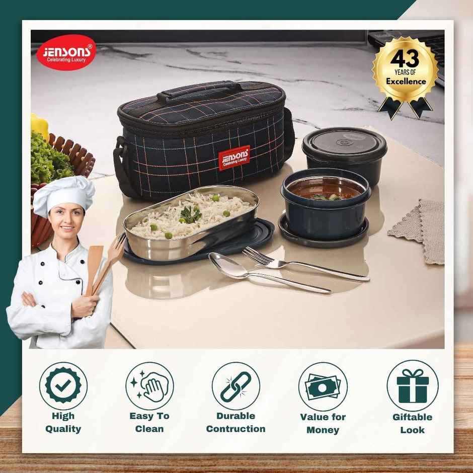 Jensons Stainless Steel Microwave Safe Wonder Lunch Box | Leak Proof Tiffin Box