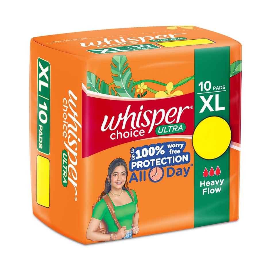 Whisper Choice Sanitary Pads with Wings for Women | XL | 10 pcs