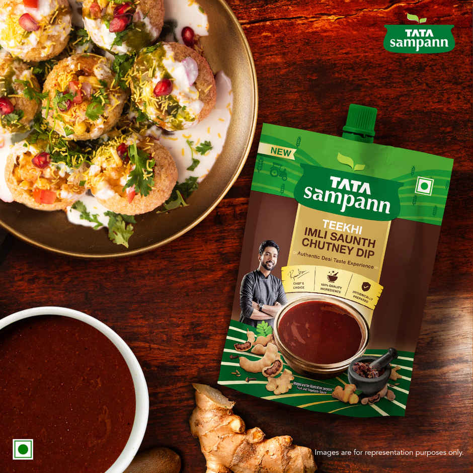 Tata Sampann Teekhi Imli Saunth Chutney Dip | Made with Tamarind & Dry Ginger | Tangy & Spicy Flavor