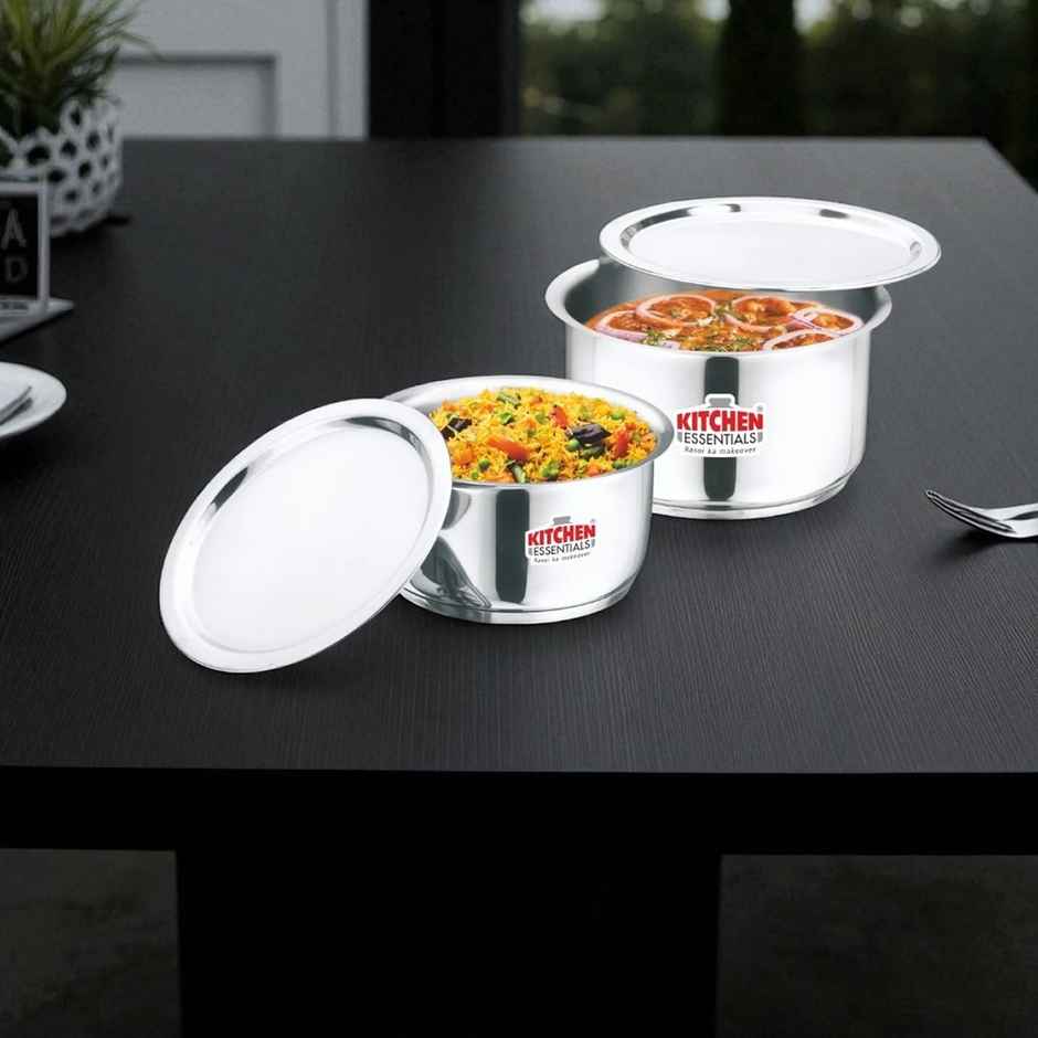 Kitchen Essentials Perpetua Impact Forged Bottom 2 Pcs Tope� set with Steel Lid | 1L and 2 L